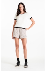 Blusa Power Knit Ribbed Off White
