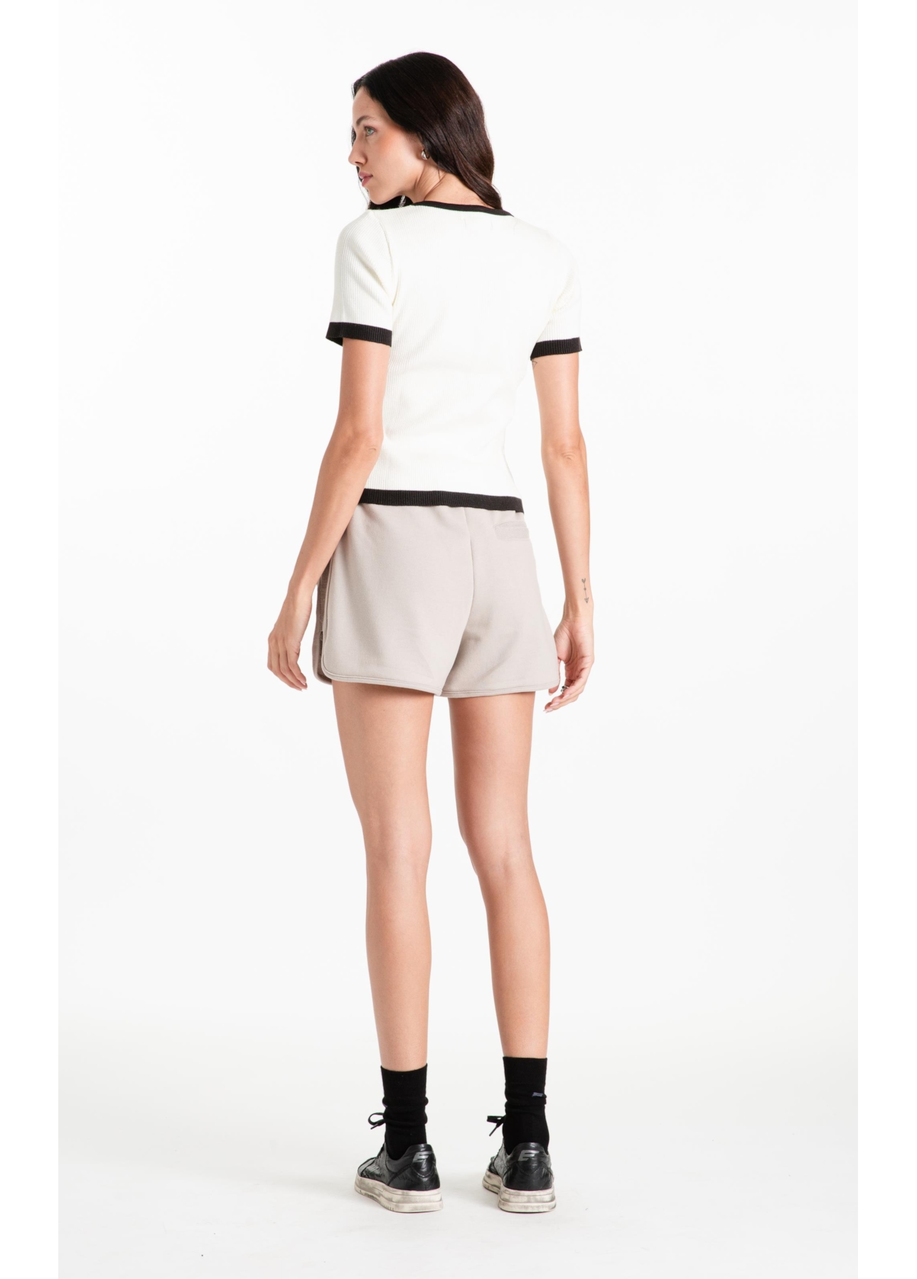 Blusa Power Knit Ribbed Off White