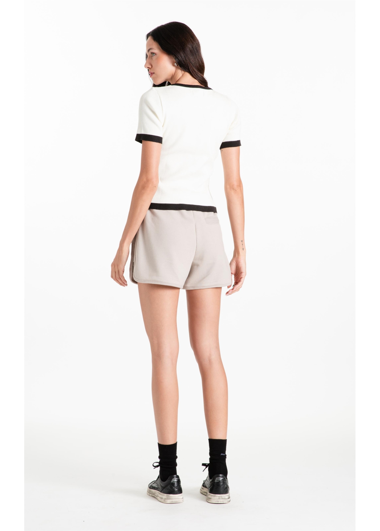 Blusa Power Knit Ribbed Off White