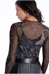 Blusa Regata Tule Tattoo Preto