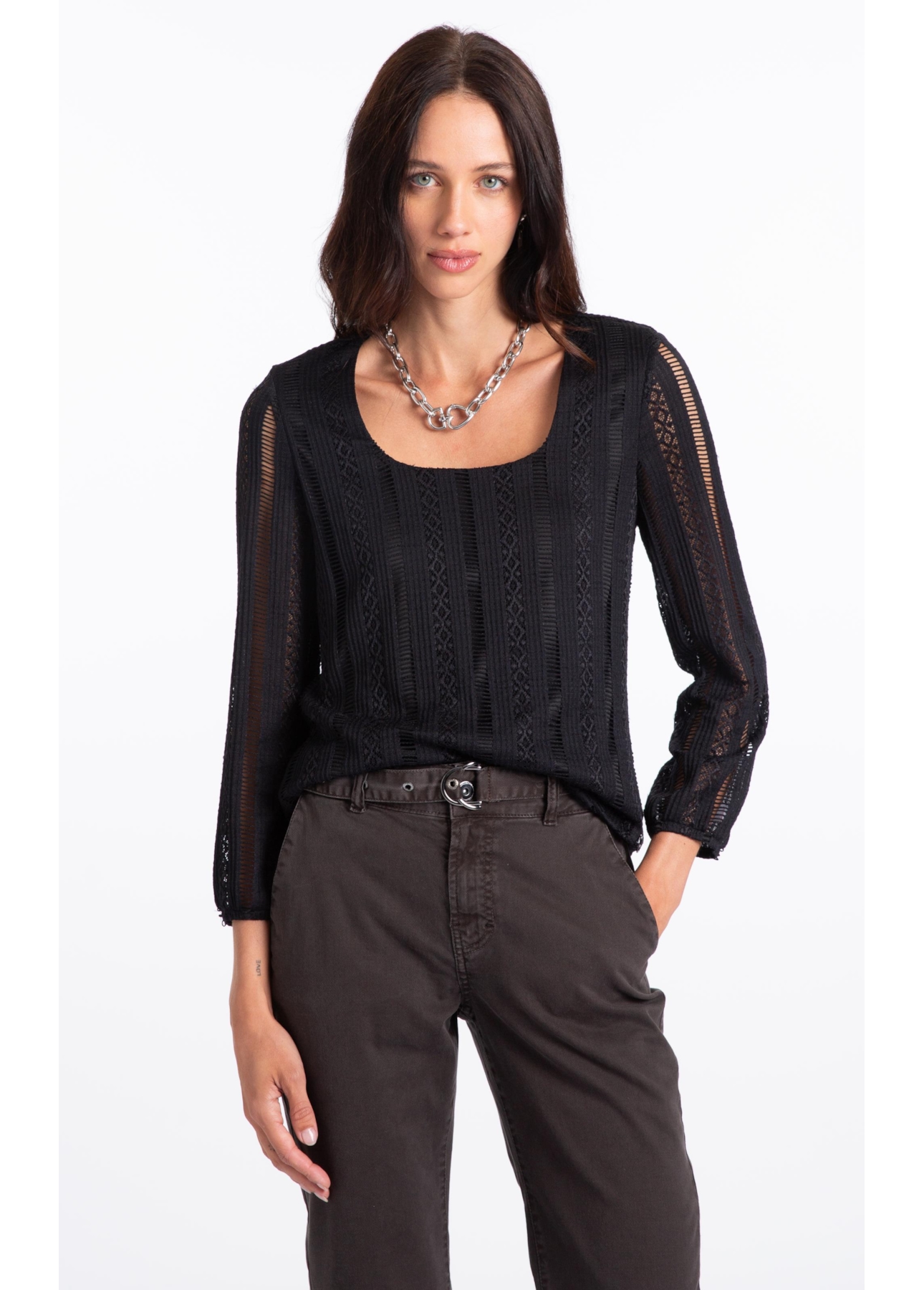 Blusa Renda Palito Dondo Preto
