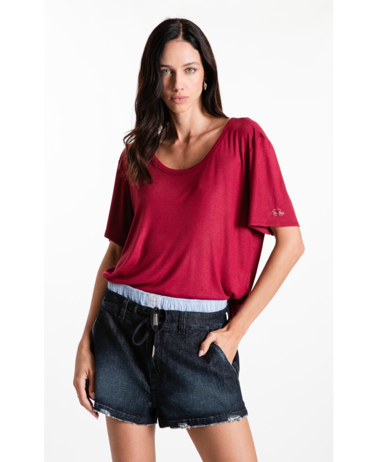 Blusa Rib Back Cutout Vinho