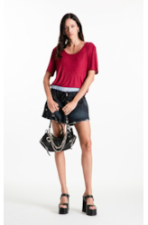 Blusa Rib Back Cutout Vinho