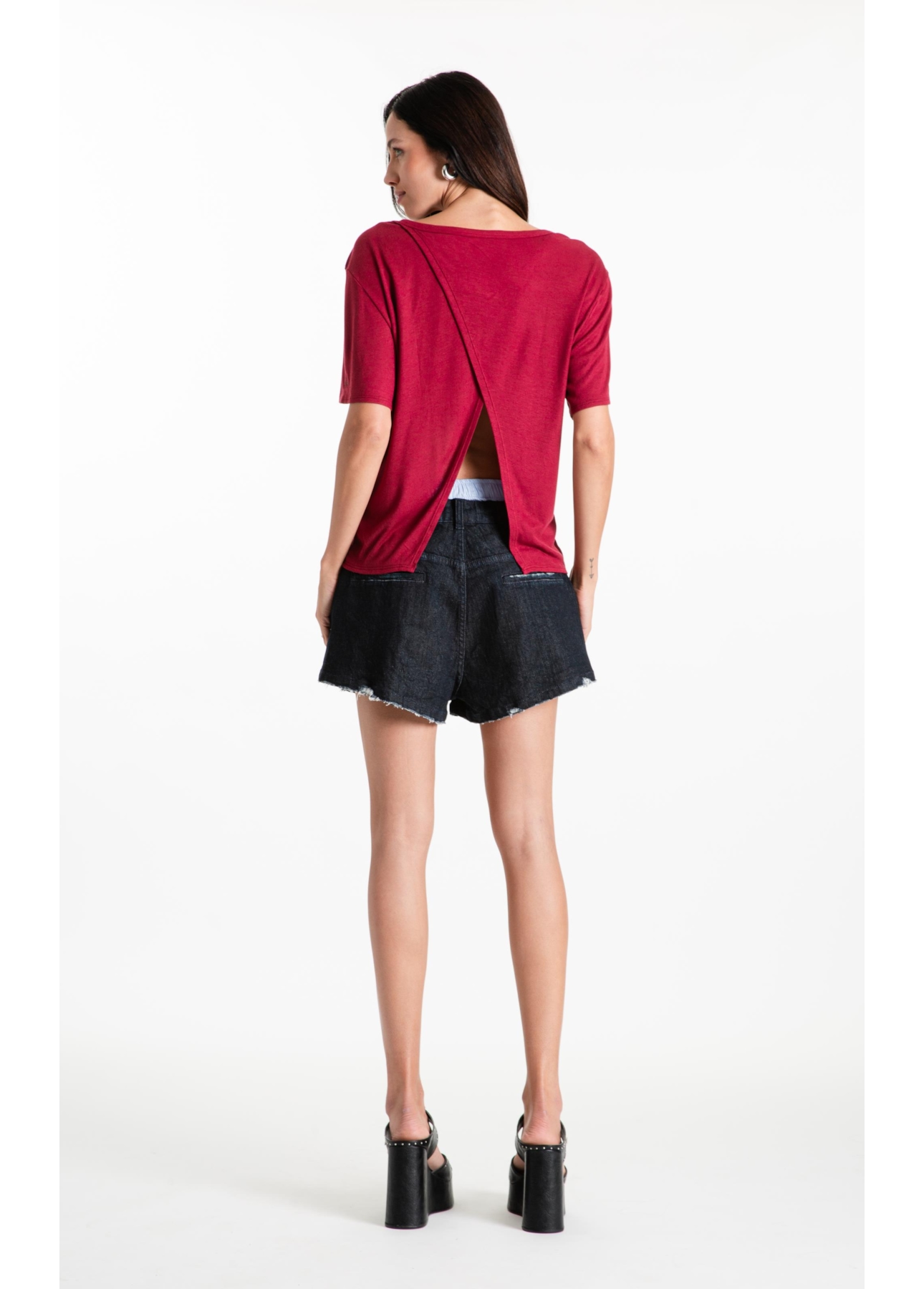 Blusa Rib Back Cutout Vinho