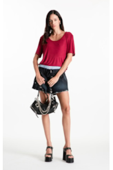 Blusa Rib Back Cutout Vinho