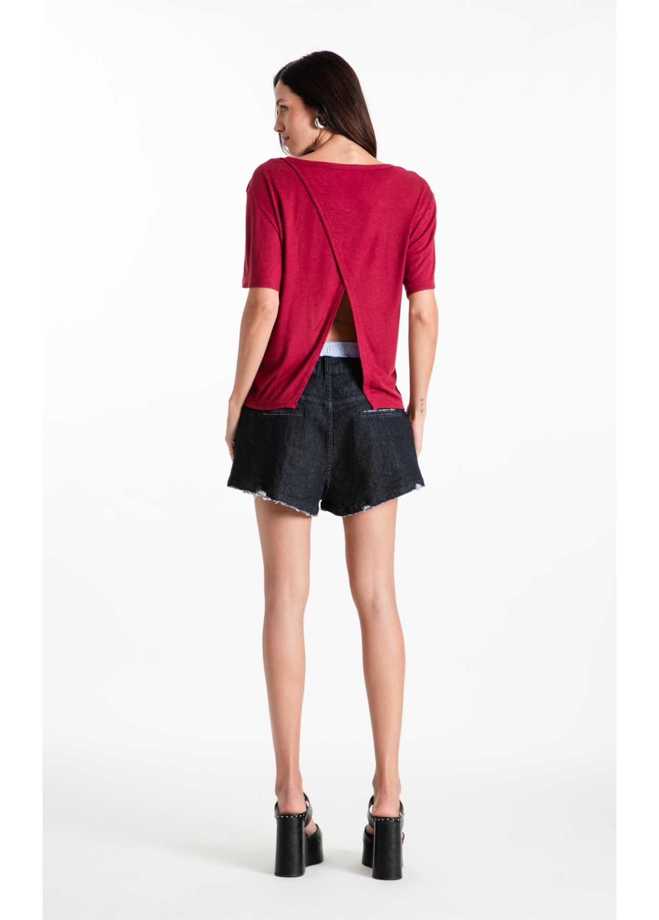Blusa Rib Back Cutout Vinho