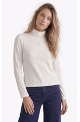 Blusa Rib Ellus Gothic Turtleneck Off White