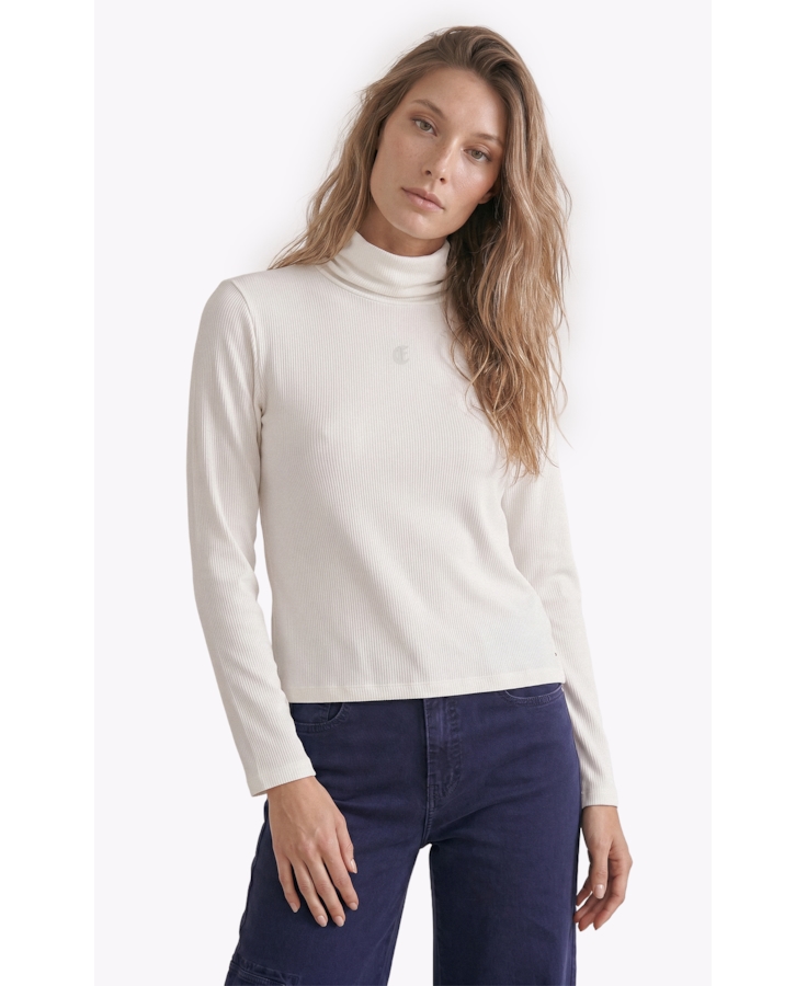 Blusa Rib Ellus Gothic Turtleneck Off White