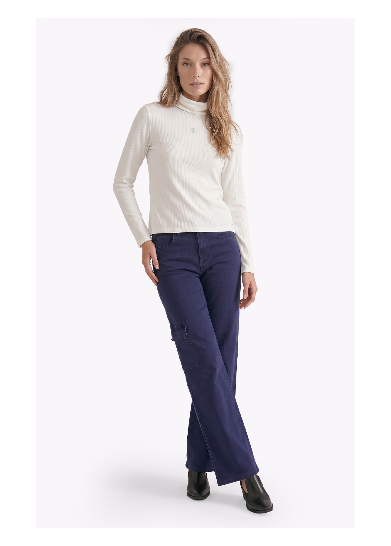 Blusa Rib Ellus Gothic Turtleneck Off White