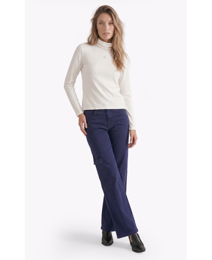 Blusa Rib Ellus Gothic Turtleneck Off White