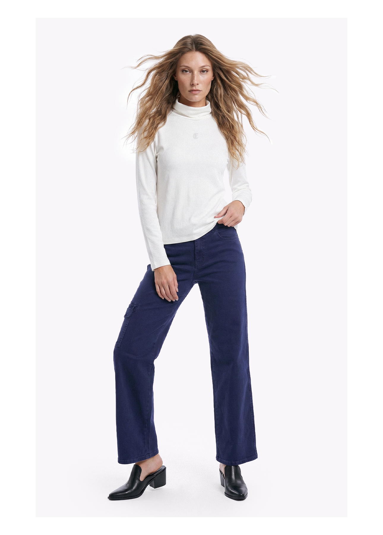 Blusa Rib Ellus Gothic Turtleneck Off White