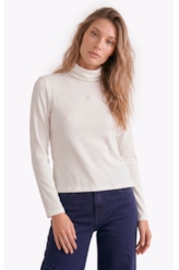 Blusa Rib Ellus Gothic Turtleneck Off White