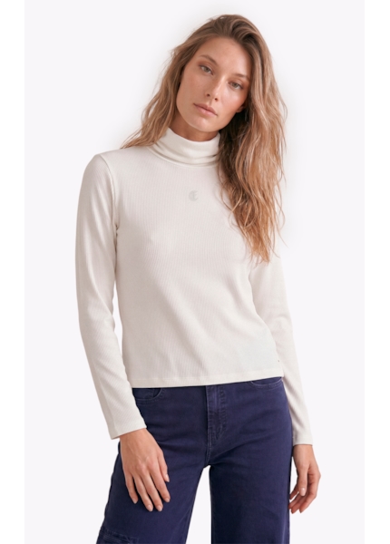 Blusa Rib Ellus Gothic Turtleneck Off White