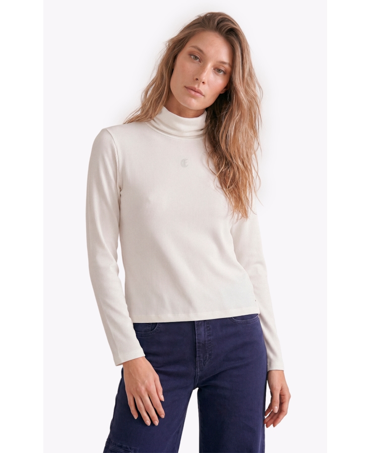 Blusa Rib Ellus Gothic Turtleneck Off White