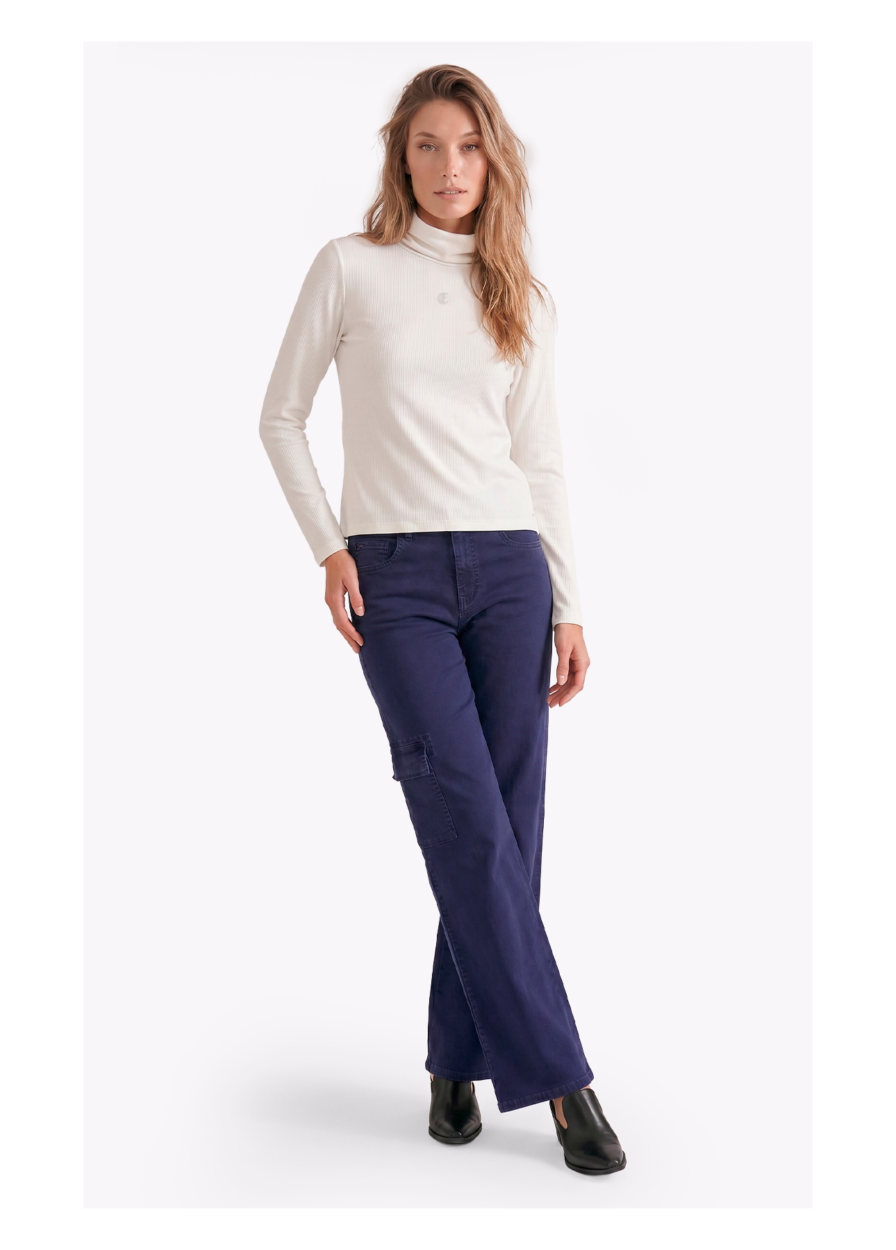Blusa Rib Ellus Gothic Turtleneck Off White