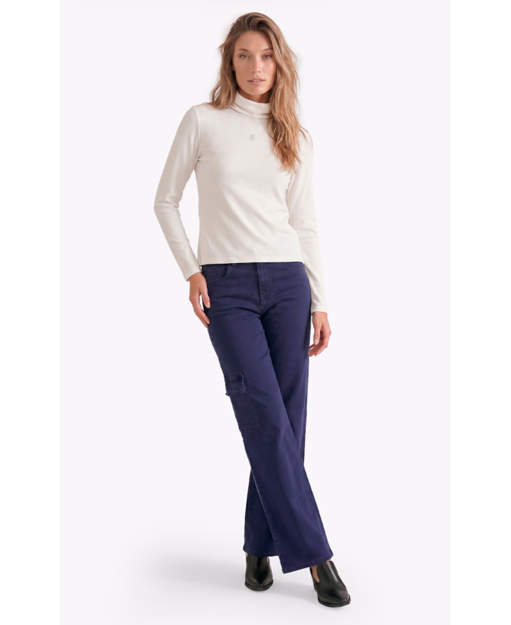 Blusa Rib Ellus Gothic Turtleneck Off White