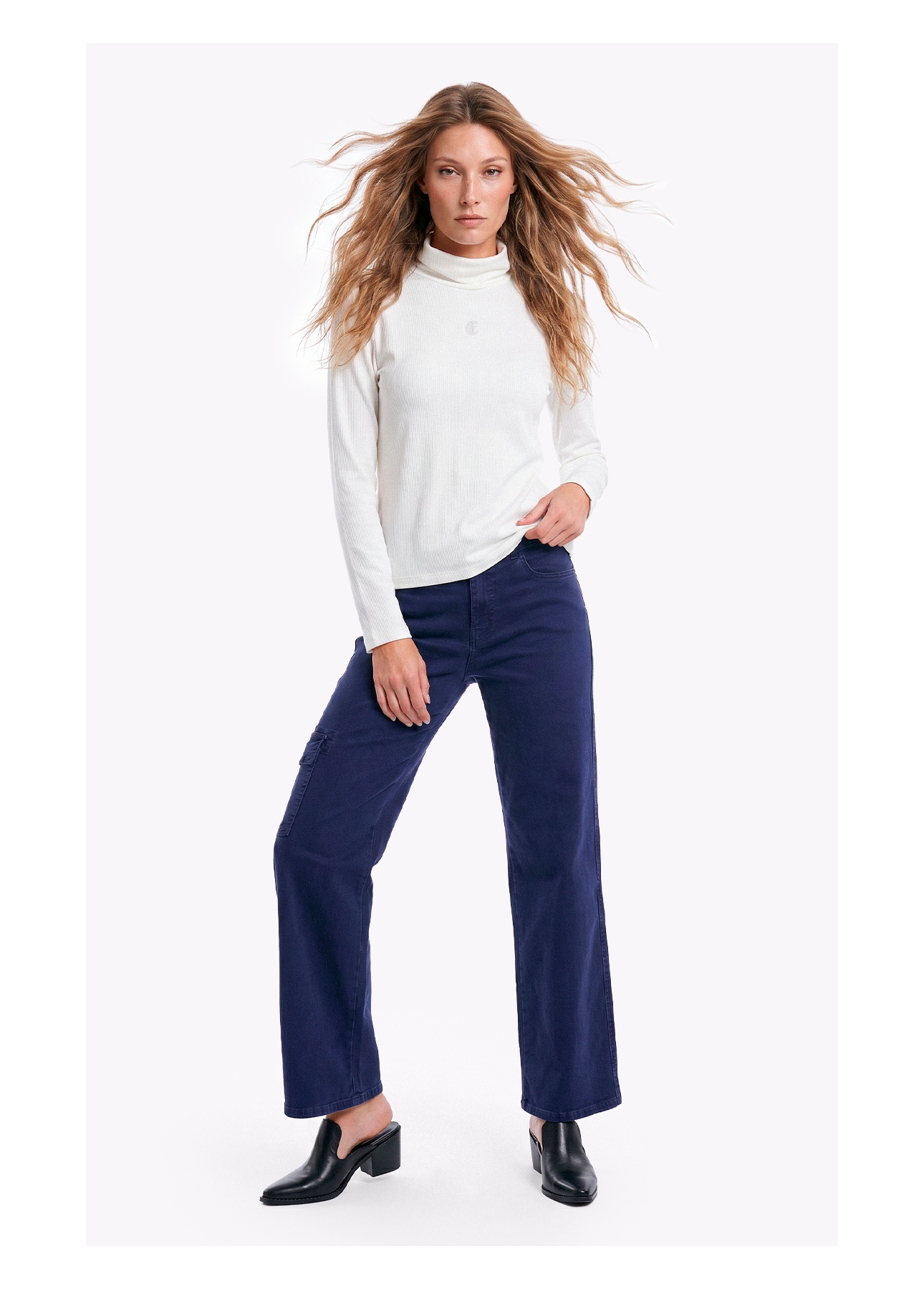 Blusa Rib Ellus Gothic Turtleneck Off White