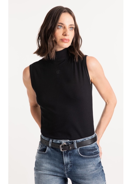 Blusa Rib Ellus Gothic Turtleneck Preto
