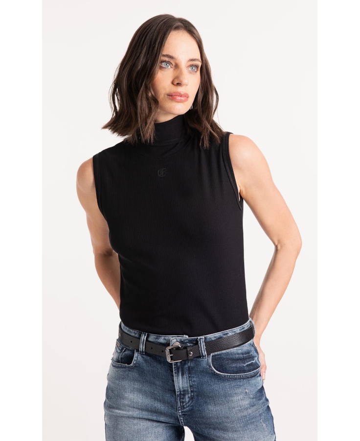 Blusa Rib Ellus Gothic Turtleneck Preto