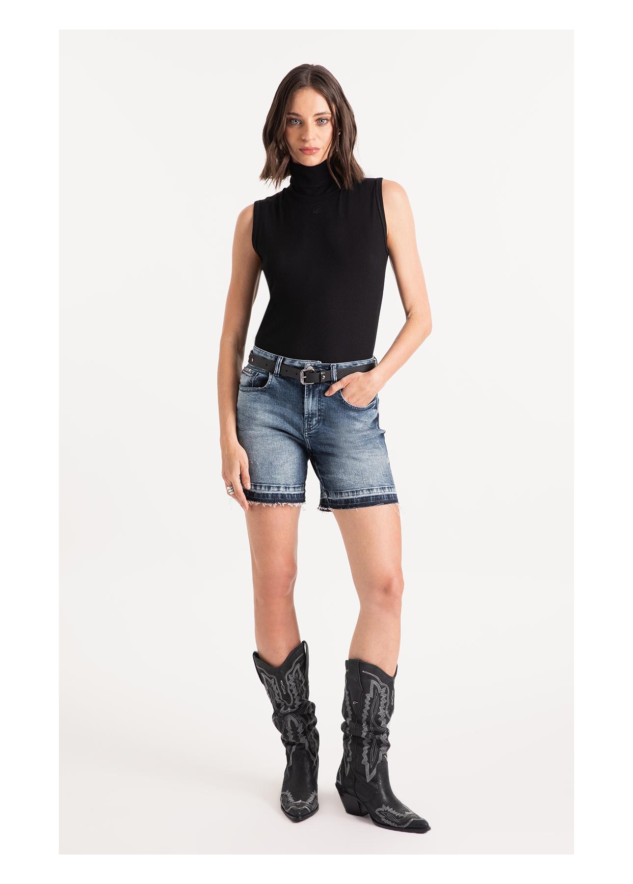 Blusa Rib Ellus Gothic Turtleneck Preto