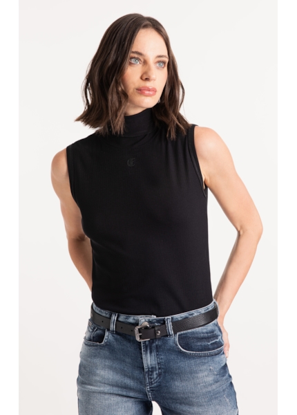 Blusa Rib Ellus Gothic Turtleneck Preto