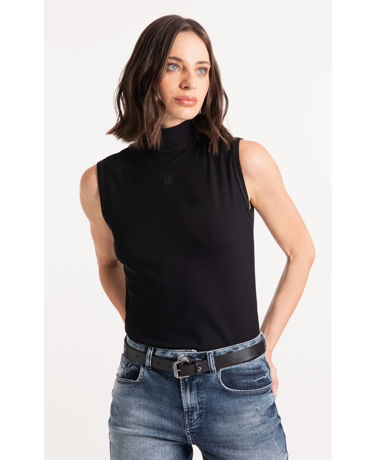 Blusa Rib Ellus Gothic Turtleneck Preto