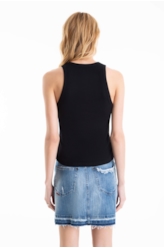 Blusa Rib Metallic Foil Sleeveless Preto