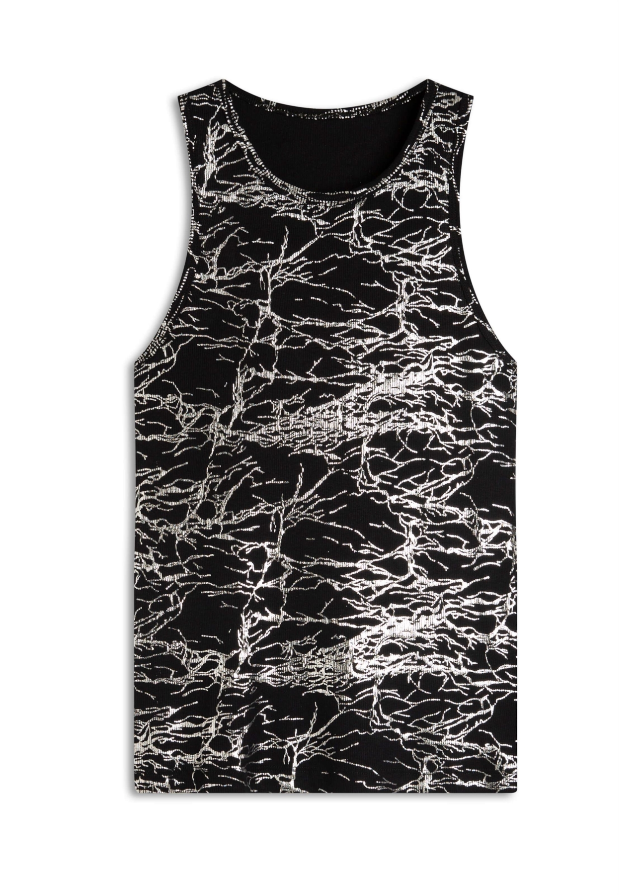 Blusa Rib Metallic Foil Sleeveless Preto