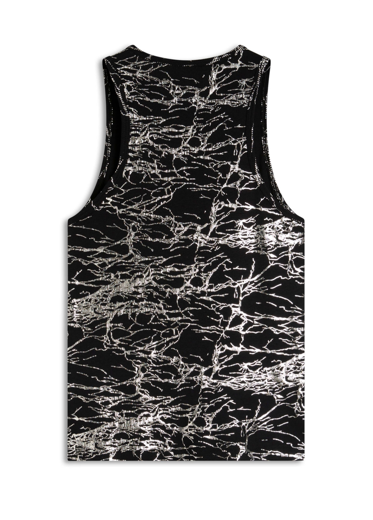 Blusa Rib Metallic Foil Sleeveless Preto
