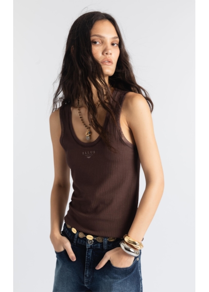 Blusa Rib Tule Ellus Dark Brown