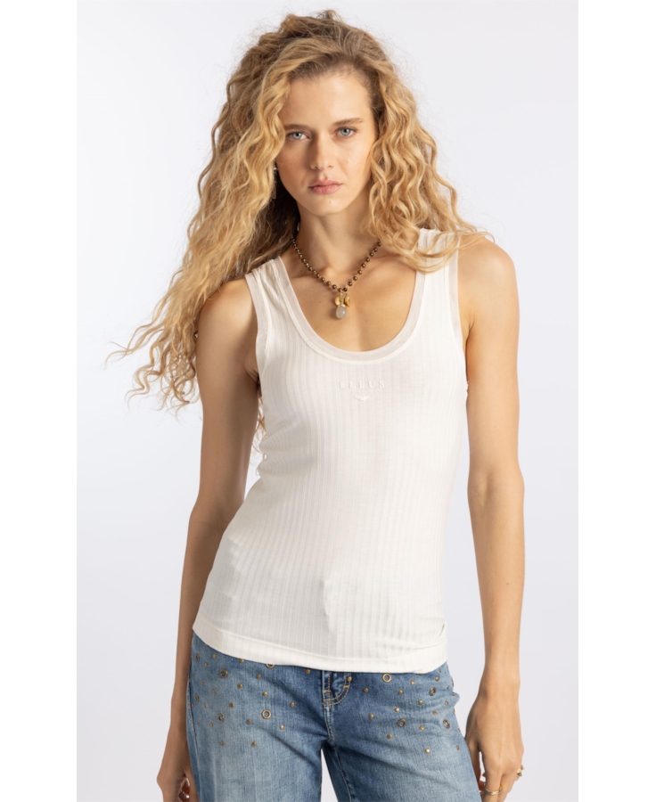 Blusa Rib Tule Ellus Off White