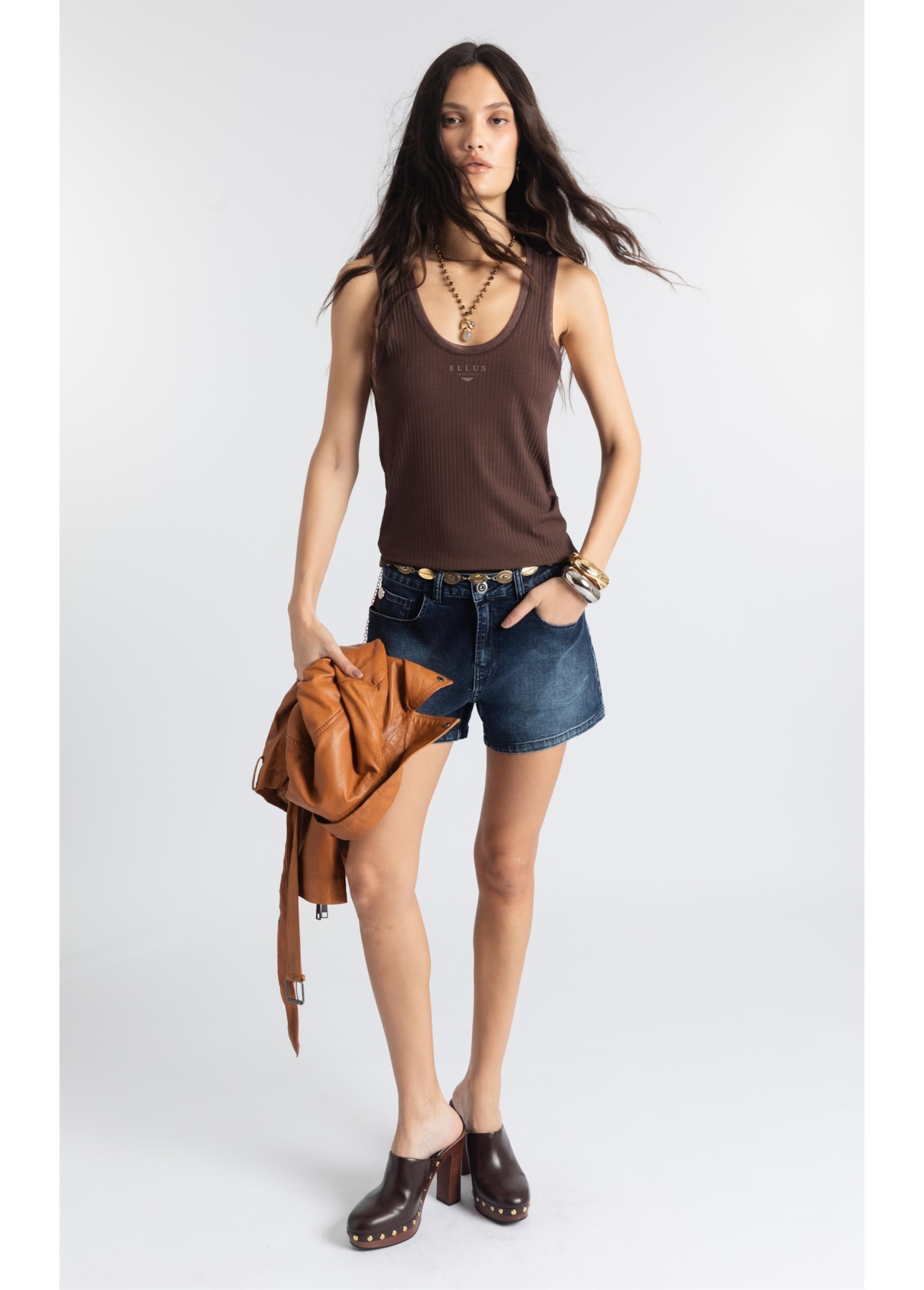Blusa Rib Tule Ellus Originals Dark Brown