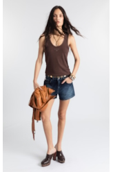 Blusa Rib Tule Ellus Originals Dark Brown