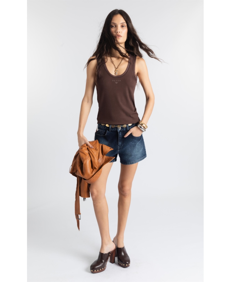 Blusa Rib Tule Ellus Originals Dark Brown