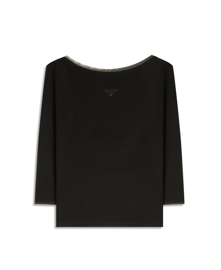 Blusa Rib Tule Ellus Originals Manga 7/8 Preto