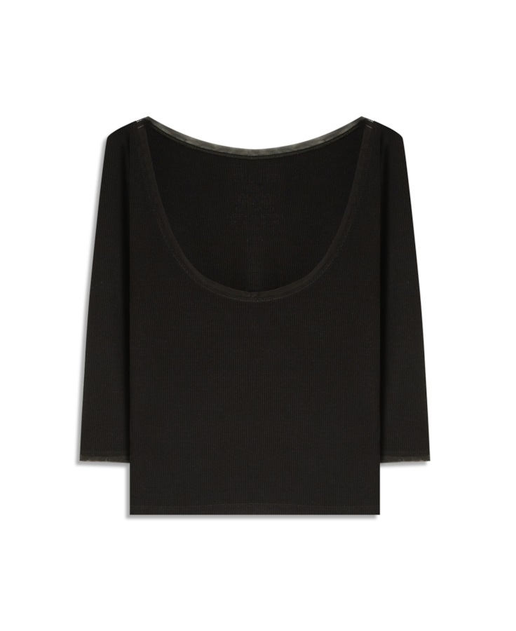 Blusa Rib Tule Ellus Originals Manga 7/8 Preto