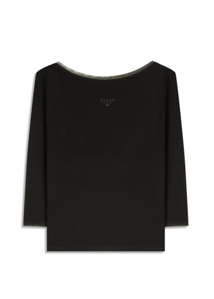 Blusa Rib Tule Ellus Originals Manga 7/8 Preto                                   
