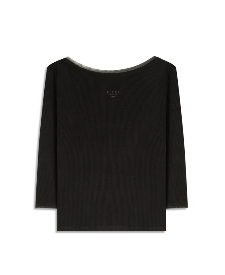 Blusa Rib Tule Ellus Originals Manga 7/8 Preto                                   