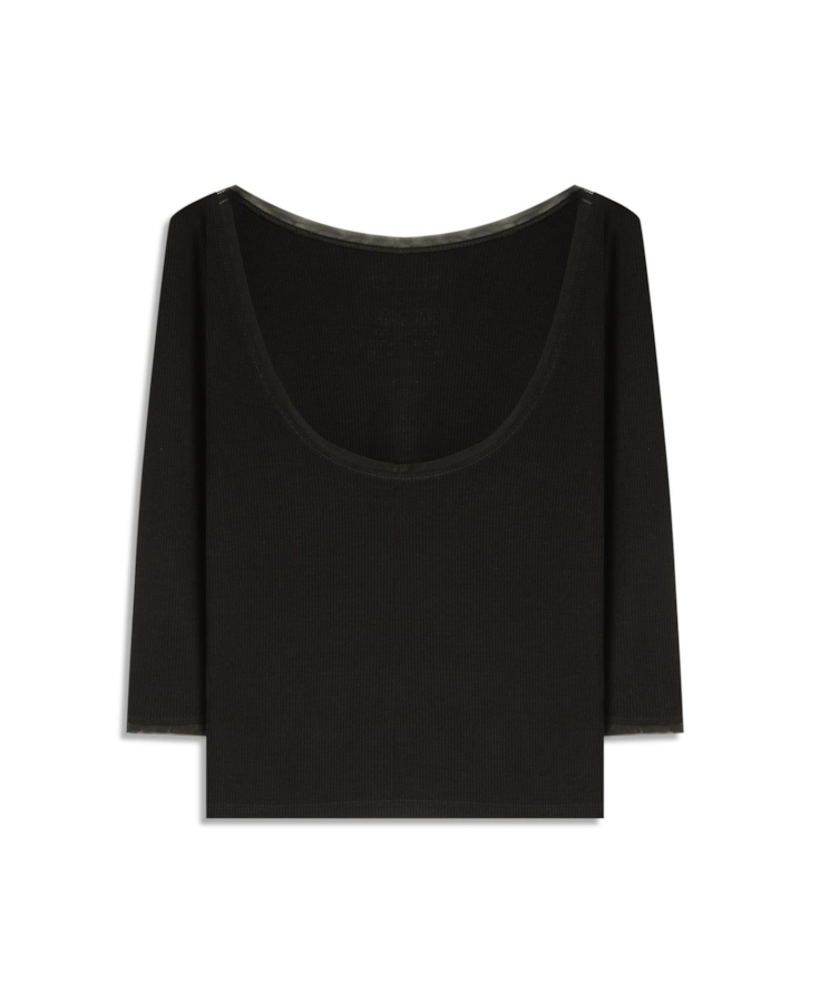 Blusa Rib Tule Ellus Originals Manga 7/8 Preto                                   