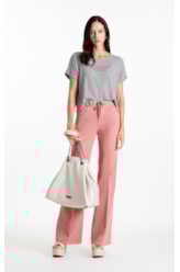 Blusa Rib Viscose Easa Mirror Hotfix Cinza Mescla