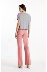 Blusa Rib Viscose Easa Mirror Hotfix Cinza Mescla