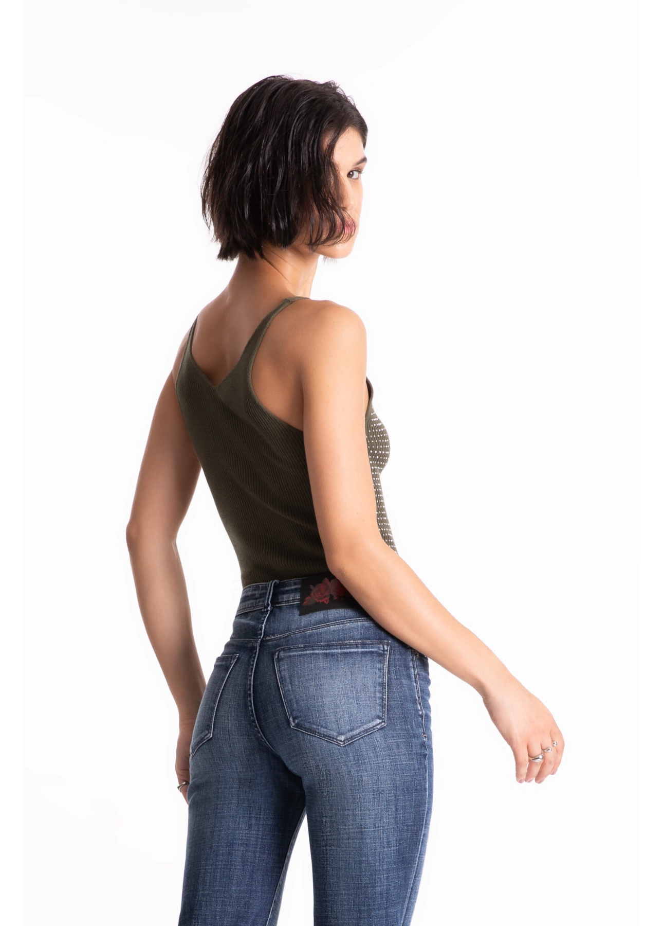 Blusa Ribbed Hotfix Knit Verde Militar