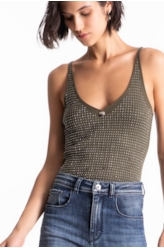 Blusa Ribbed Hotfix Knit Verde Militar