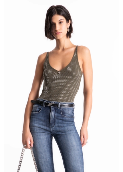 Blusa Ribbed Hotfix Knit Verde Militar