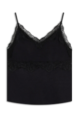 Blusa Ribbed Lace Sleeveless Preto