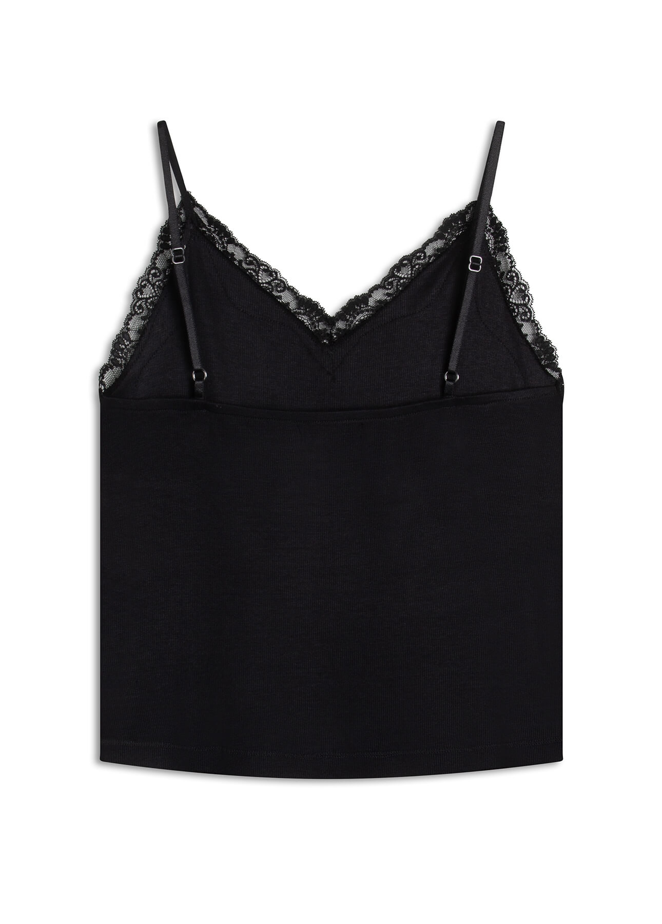 Blusa Ribbed Lace Sleeveless Preto