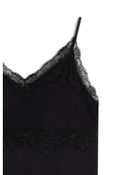 Blusa Ribbed Lace Sleeveless Preto