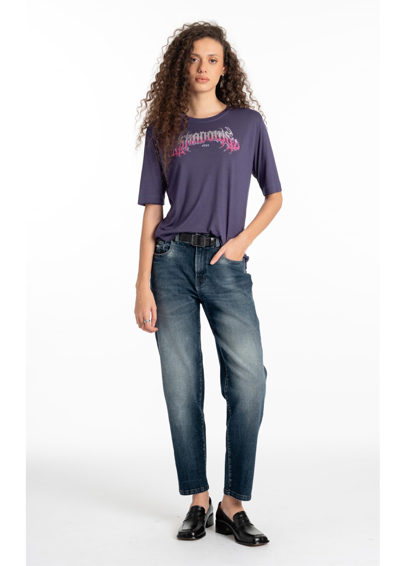 Blusa Shadows Boxy Purple Blue
