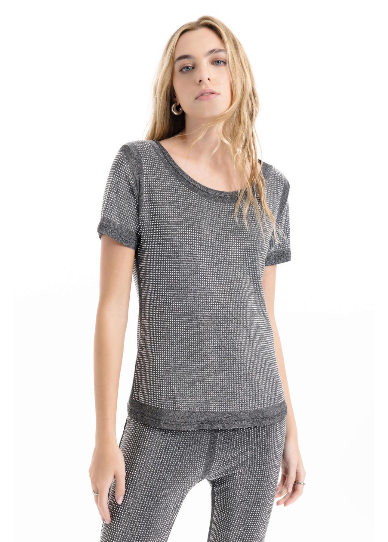 Blusa Shine Hotfix Prata