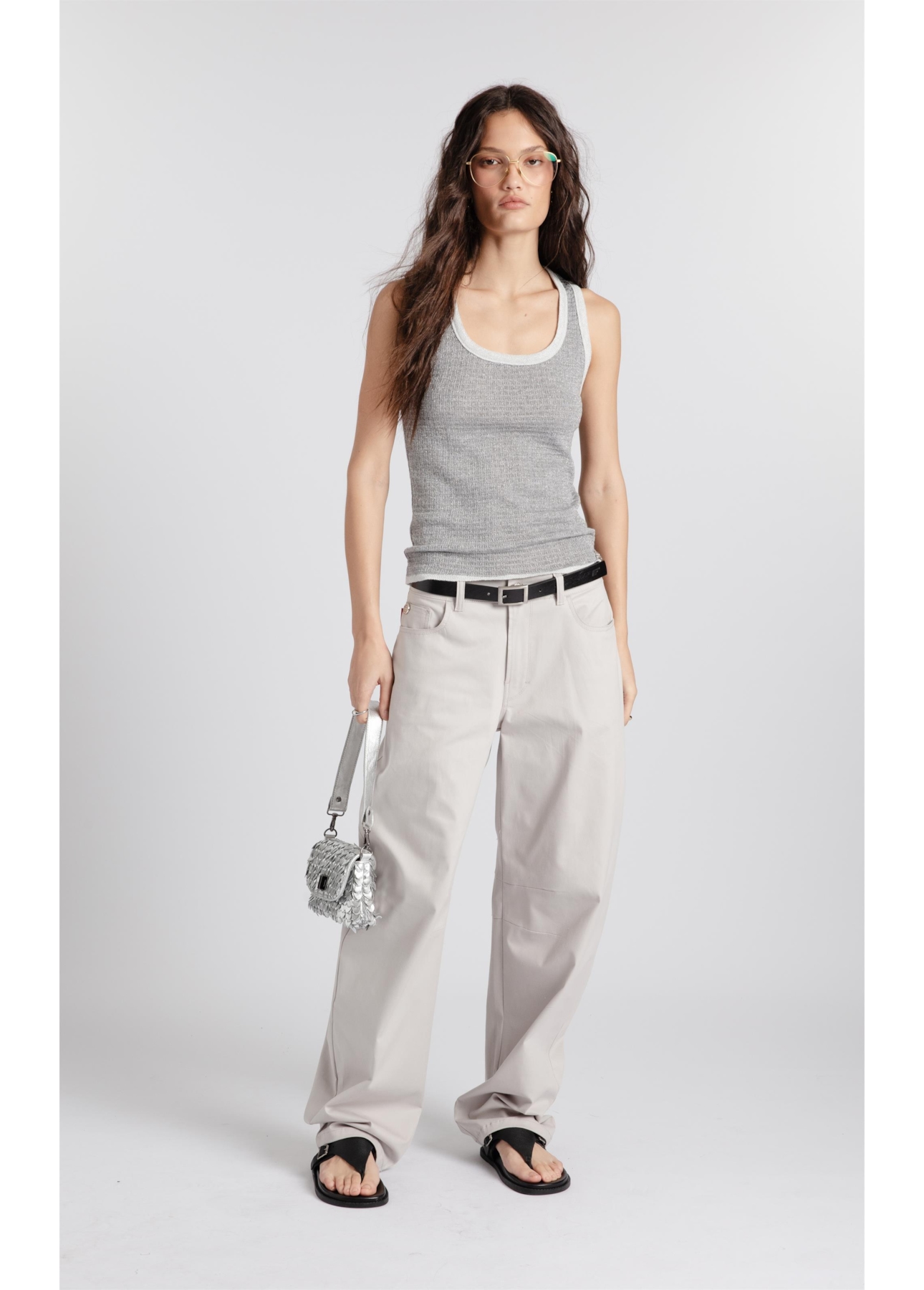 Blusa Shine Piping  Prata